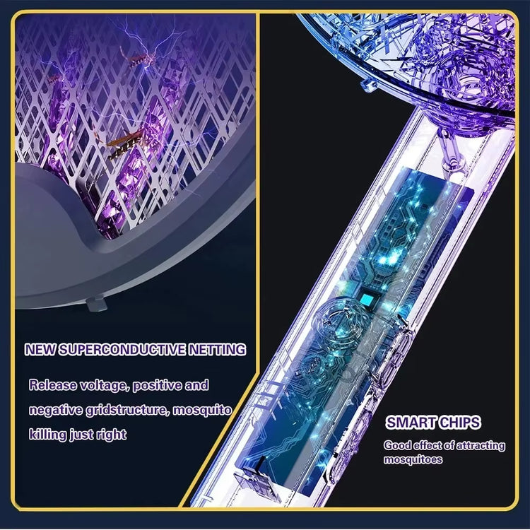 Introducing the Ultimate 4-in-1 Electric Mosquito Killer: Foldable Handheld Bug Zapper with USB Rechargeable Fly Swatter and UV Light Trap!