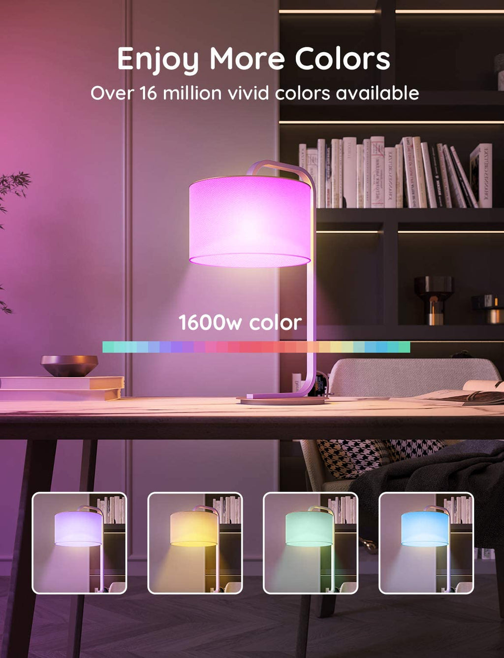 Smart Light Bulbs - Dimmable RGBWW Color Changing, Compatible with Alexa & Google Assistant, No Hub Required, 9W 60W Equivalent A19 LED for Bedroom Living Room (4 Pack)