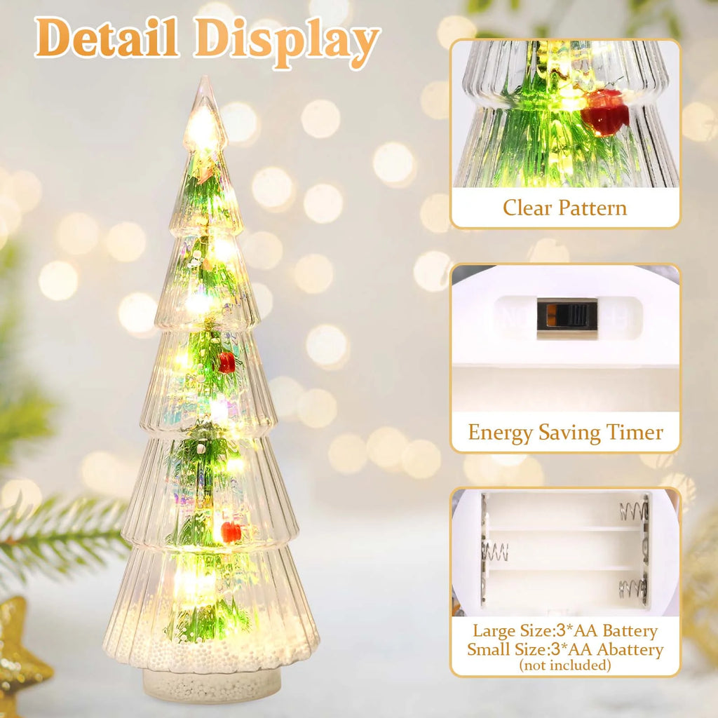 2PCS Lighted Christmas Trees Small Tabletop Xmas Tree Decorations, Battery Operated, Indoor Home Decor for Party Table