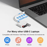 4-in-1 OTG Type-C Card Reader for SD and TF Memory Cards - Compatible with iPhone, PC, and Laptop, No App Required
