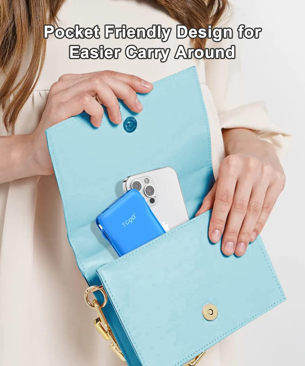 Power Up Anywhere: 10000mAh Portable Charger with Built-In Cables for iPhone and Android Devices