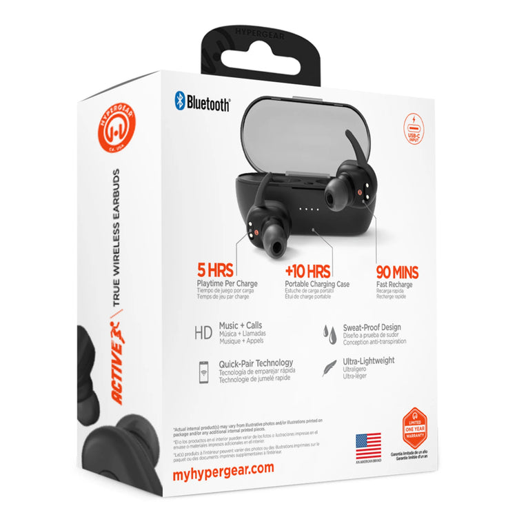 Experience Freedom with Hypergear Active True Wireless Earbuds - USB-C Connectivity for Ultimate Convenience
