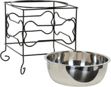 Elevate Your Pet's Dining Experience with Our Stylish Stainless Steel Dog & Cat Bowl on a Durable Black Wrought Iron Stand - 10-Inch Capacity