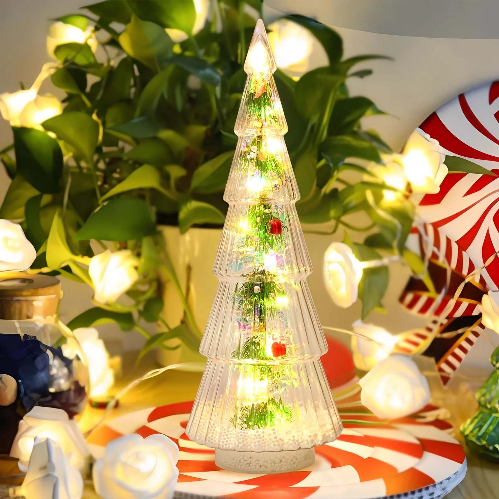 2PCS Lighted Christmas Trees Small Tabletop Xmas Tree Decorations, Battery Operated, Indoor Home Decor for Party Table