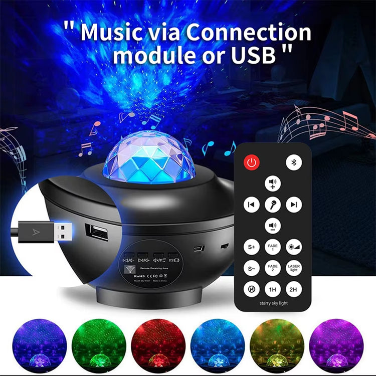 Transform Your Space with the Starry Sky Projector Light - LED Night Light with Bluetooth Music Player and Remote Control for a Magical Bedroom Experience