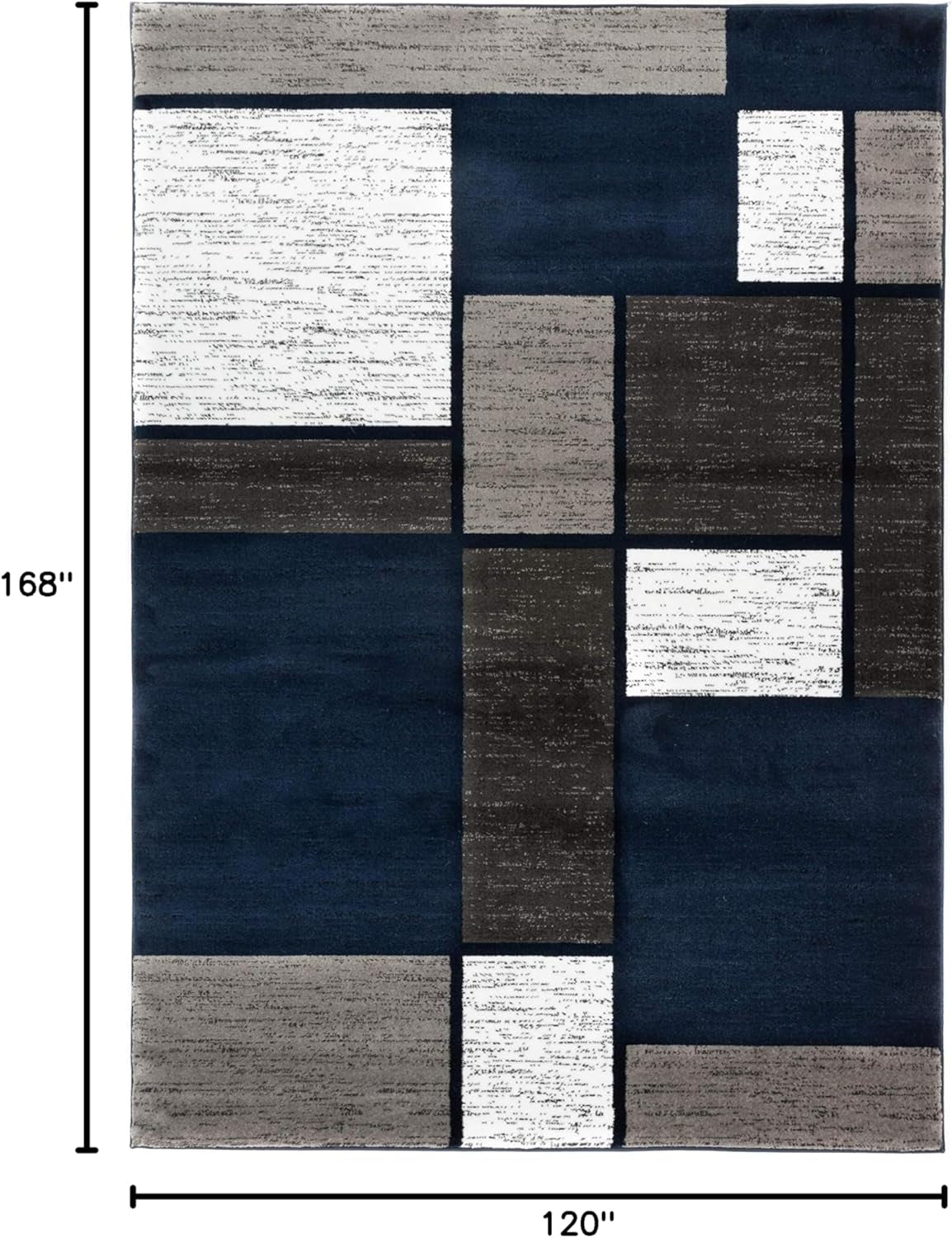 Modern Geometric Navy Area Rug, Fade-Resistant Carpet for Large Living Spaces, 10&