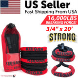 KEEGAN TOOLS 1.25"X30' Kinetic Energy Recovery Rope 46000 Lbs Tow Rope Carry Bag
