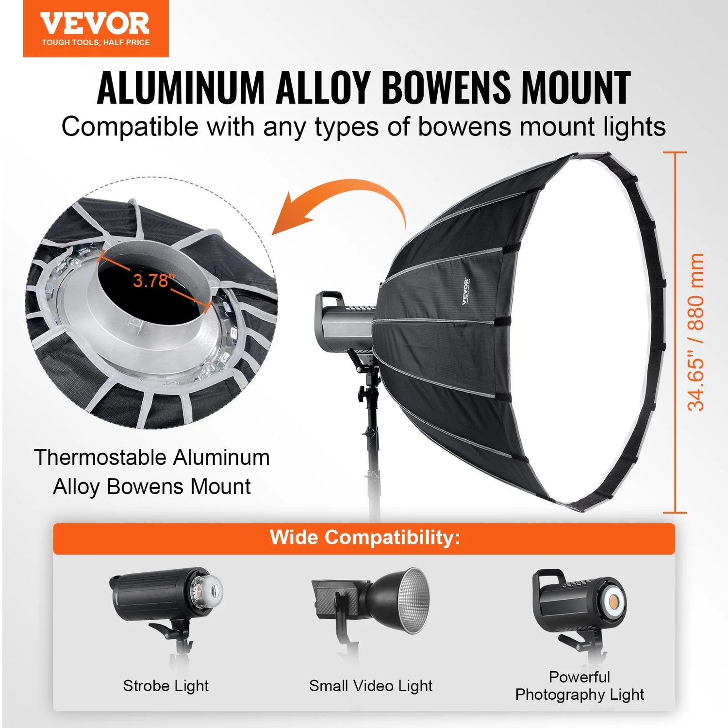 Transform Your Photography with the VEVOR 33" Parabolic Softbox - Quick Release, Easy Fold, and Portable Design