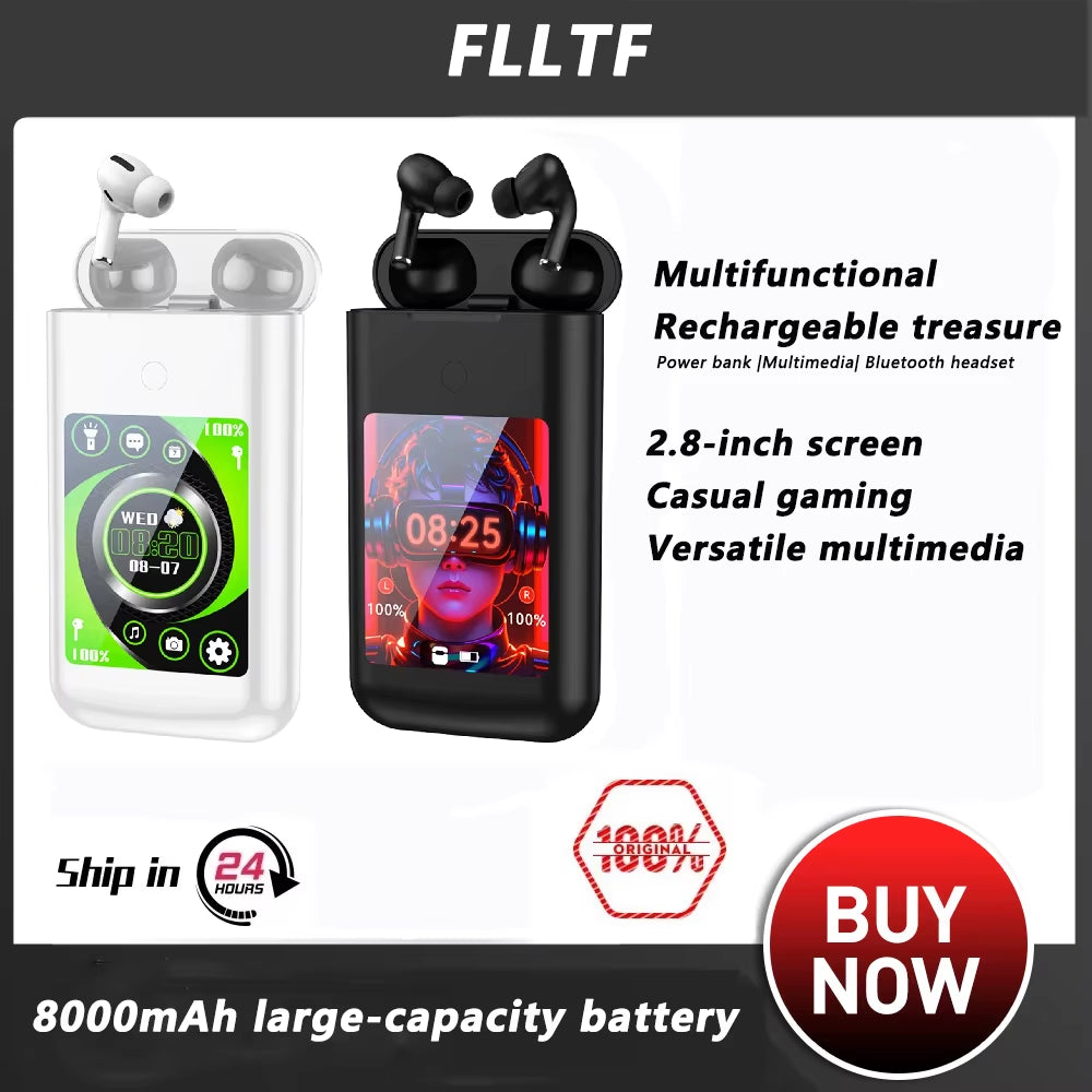 Experience the Ultimate in Versatility: FLLTF A98 BOX Bluetooth Wireless Earphones with Touch Screen Charging Case