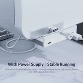 Aluminum Alloy USB 3.0 Hub with Clip Design, 4 Ports Travel Charger and Charging Station, 5Gbps Data Transmission