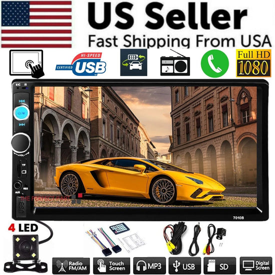 7" Double 2 DIN Car MP5 Player Bluetooth Touch Screen Stereo Radio with Camera