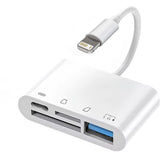 4-in-1 OTG Type-C Card Reader for SD and TF Memory Cards - Compatible with iPhone, PC, and Laptop, No App Required