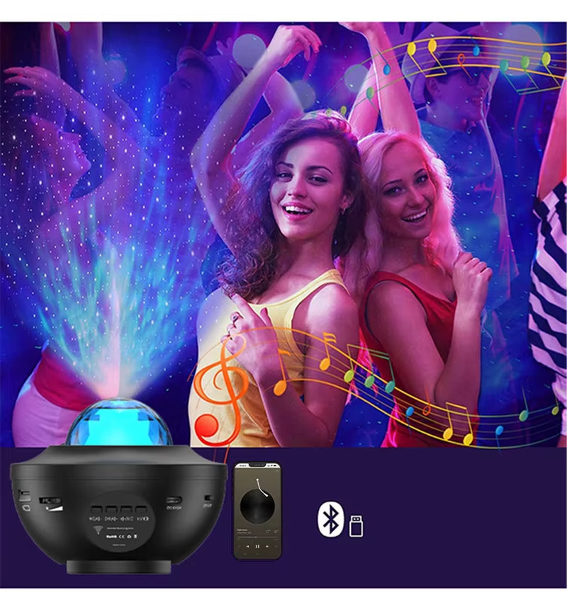 Transform Your Space with the Starry Sky Projector Light - LED Night Light with Bluetooth Music Player and Remote Control for a Magical Bedroom Experience