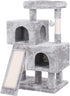 Light Grey Cat Tree Condo with Sisal Scratching Posts, Plush Perch, Dual Houses, and Scratching Board - Kitty Activity Center and Playhouse