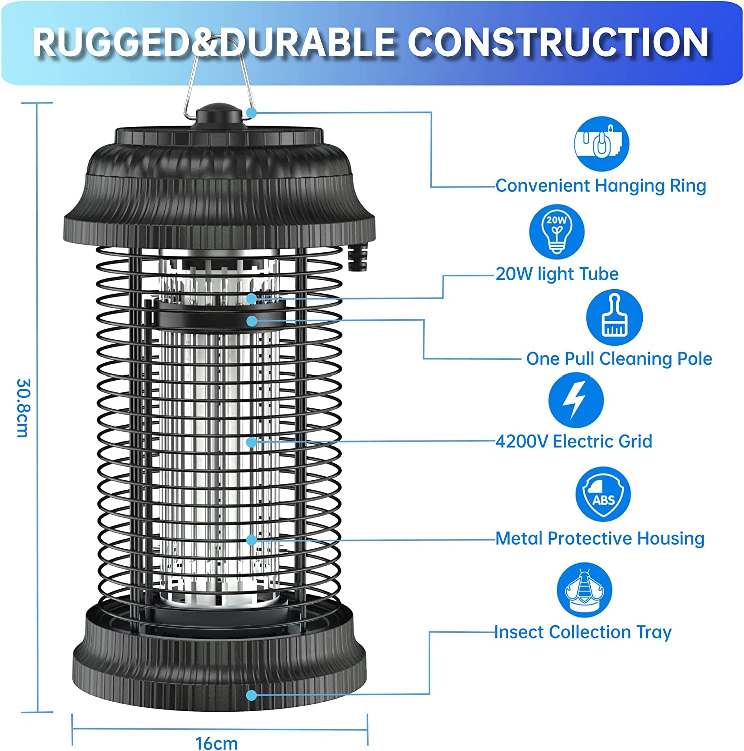 Powerful 4200V Electric Bug Zapper - Ultimate Mosquito Control for Indoor & Outdoor Spaces