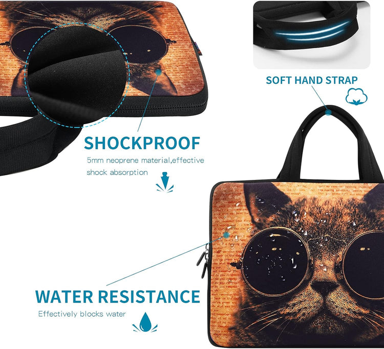 14 15 15.4 15.6 Inch Laptop Handle Bag Computer Protect Case Pouch Holder Notebook Sleeve Neoprene Cover Soft Carring Travel Case Laptop Sleeve Cat ICB-07