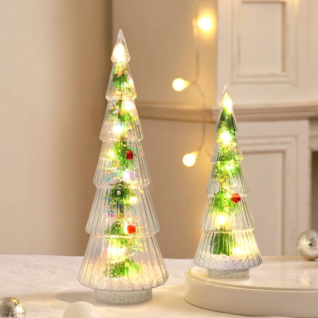 2PCS Lighted Christmas Trees Small Tabletop Xmas Tree Decorations, Battery Operated, Indoor Home Decor for Party Table