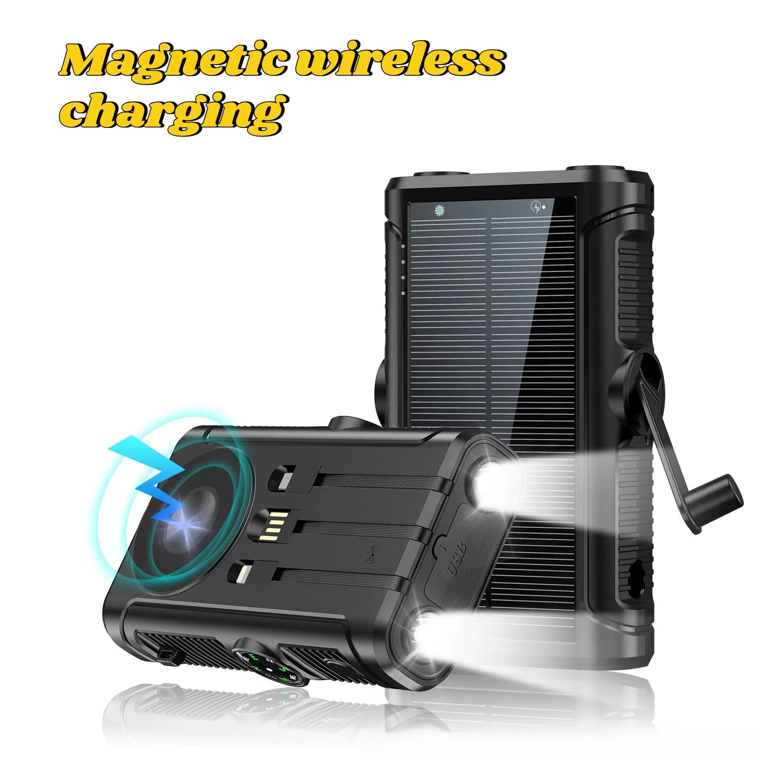 Power Up Anywhere: 50000mAh Solar Power Bank with 22.5W Magnetic Wireless Charging for iPhone MagSafe - Perfect for Camping Adventures!
