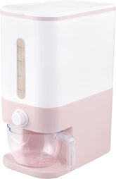 Stylish Pink Rice Dispenser - 22.5 Lbs Airtight Storage Container with Measuring Cup for Perfectly Fresh Rice