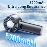 Large Capacity Handheld Fan 5200 Mah High Speed Refrigeration Handheld Fan 100 Speed Outdoor Mini Fan USB Charging Portable Fan