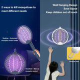 Introducing the Ultimate 4-in-1 Electric Mosquito Killer: Foldable Handheld Bug Zapper with USB Rechargeable Fly Swatter and UV Light Trap!