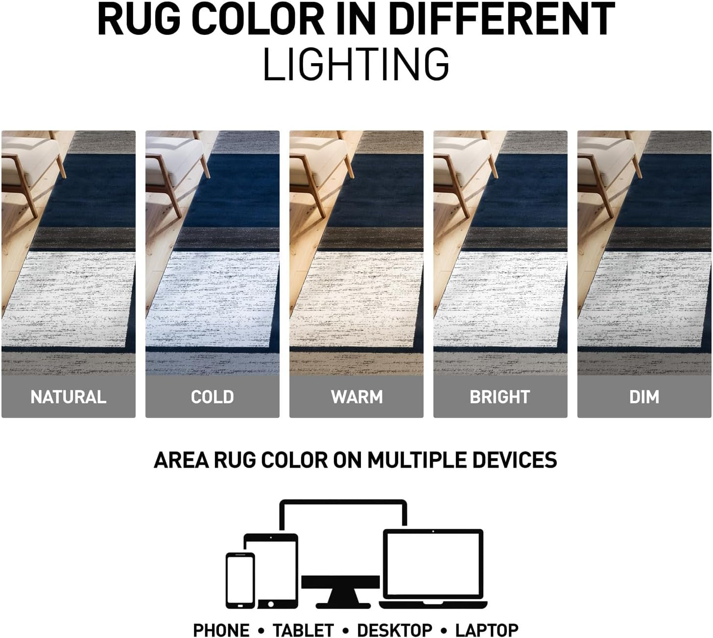 Modern Geometric Navy Area Rug, Fade-Resistant Carpet for Large Living Spaces, 10&