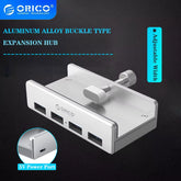 Aluminum Alloy USB 3.0 Hub with Clip Design, 4 Ports Travel Charger and Charging Station, 5Gbps Data Transmission