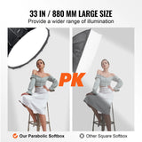Transform Your Photography with the VEVOR 33" Parabolic Softbox - Quick Release, Easy Fold, and Portable Design
