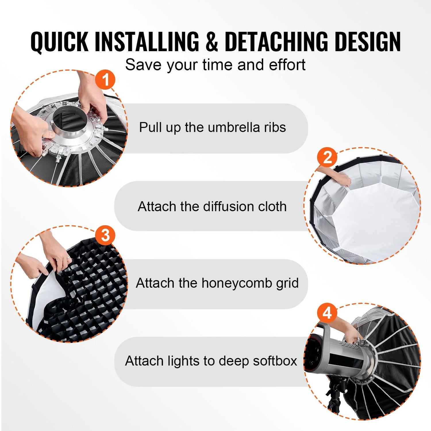 Transform Your Photography with the VEVOR 33" Parabolic Softbox - Quick Release, Easy Fold, and Portable Design
