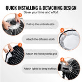 Transform Your Photography with the VEVOR 33" Parabolic Softbox - Quick Release, Easy Fold, and Portable Design