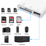 4-in-1 OTG Type-C Card Reader for SD and TF Memory Cards - Compatible with iPhone, PC, and Laptop, No App Required