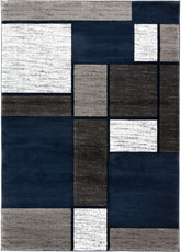 Modern Geometric Navy Area Rug, Fade-Resistant Carpet for Large Living Spaces, 10&