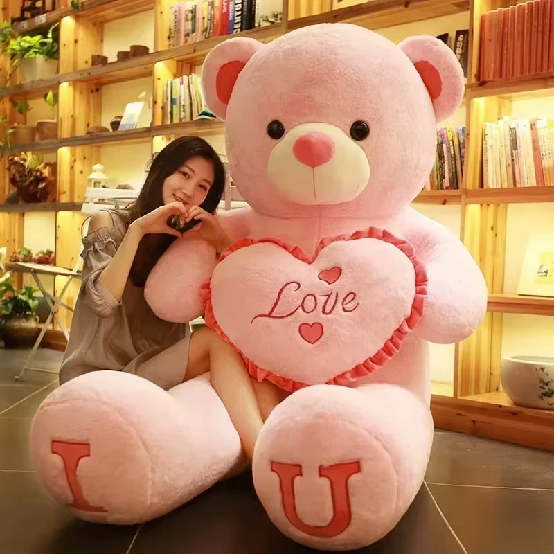 Giant Pink Teddy Bear Plush Toy - 80/100Cm Soft Stuffed Animal Pillow for Girlfriends, Wives, and Special Occasions