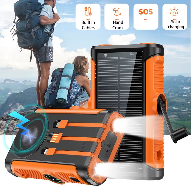 Power Up Anywhere: 50000mAh Solar Power Bank with 22.5W Magnetic Wireless Charging for iPhone MagSafe - Perfect for Camping Adventures!