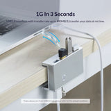 Aluminum Alloy USB 3.0 Hub with Clip Design, 4 Ports Travel Charger and Charging Station, 5Gbps Data Transmission
