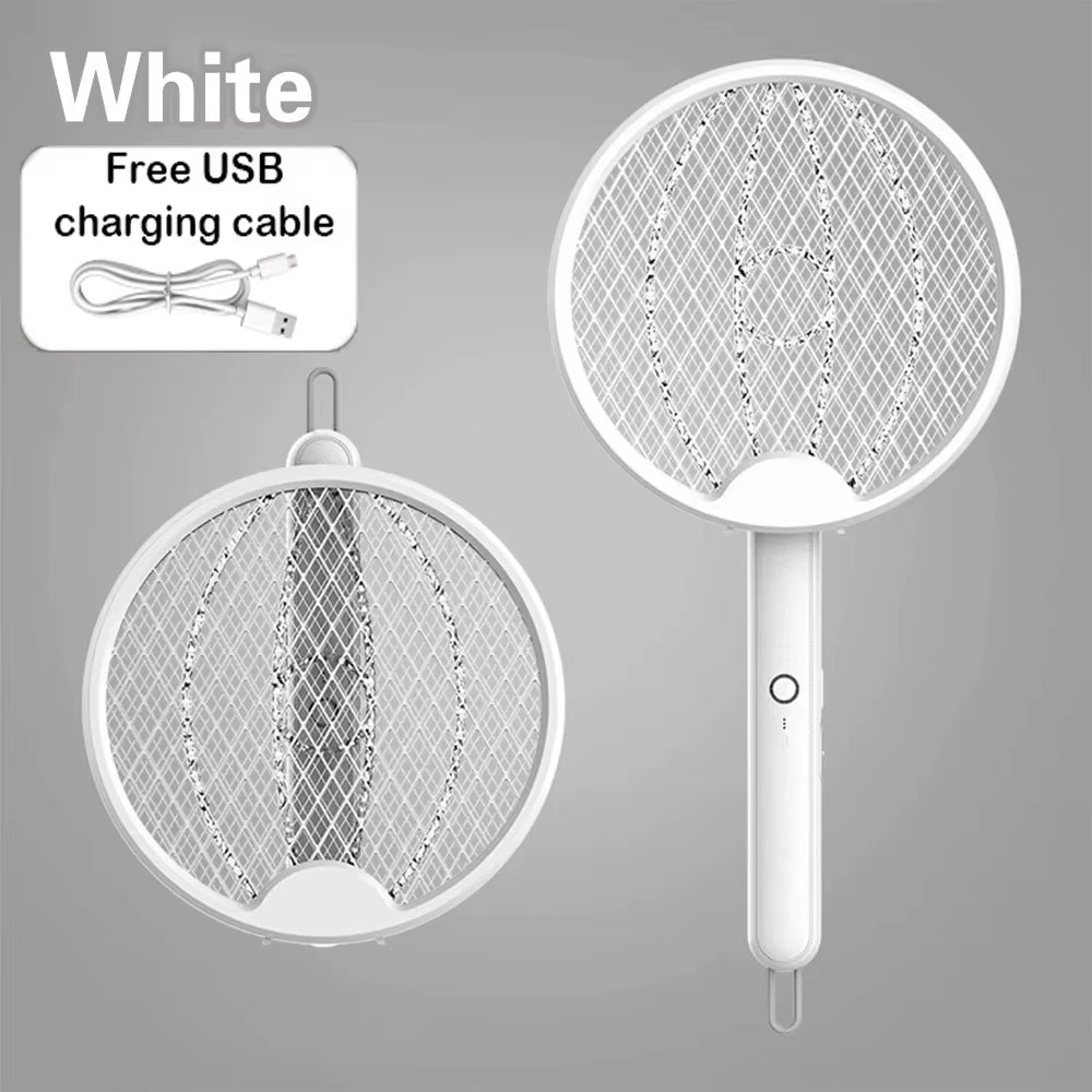 Introducing the Ultimate 4-in-1 Electric Mosquito Killer: Foldable Handheld Bug Zapper with USB Rechargeable Fly Swatter and UV Light Trap!