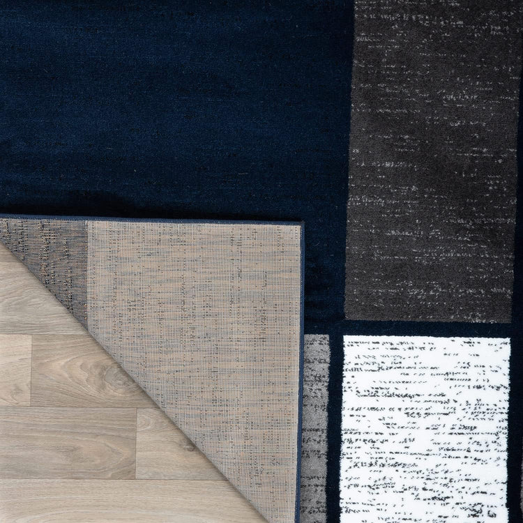 Modern Geometric Navy Area Rug, Fade-Resistant Carpet for Large Living Spaces, 10&