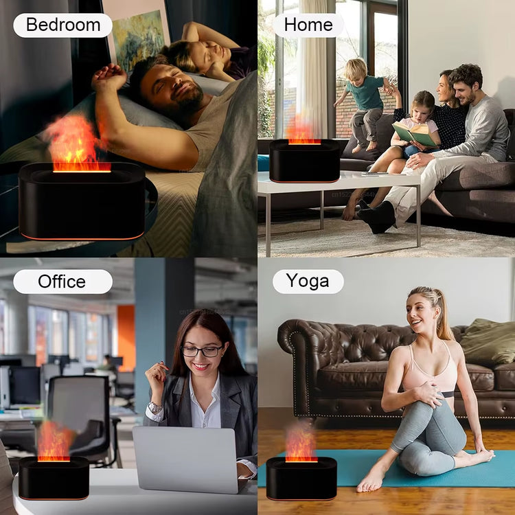 Air Humidifier Essential Oils Diffuser Flame Aroma Humidifier Home Automatic Fragrance Mist Maker with RGB Light