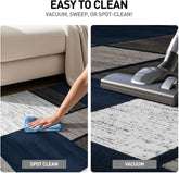 Modern Geometric Navy Area Rug, Fade-Resistant Carpet for Large Living Spaces, 10&