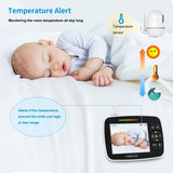 Advanced Baby Monitor with Remote Pan-Tilt-Zoom Camera - 3.5" LCD Display, Infrared Night Vision, Two-Way Talk, Room Temperature Alerts, Lullabies & 960FT Range - Perfect for Modern Parents (Black)