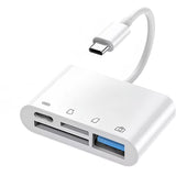 4-in-1 OTG Type-C Card Reader for SD and TF Memory Cards - Compatible with iPhone, PC, and Laptop, No App Required