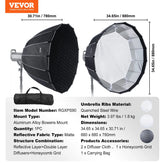 Transform Your Photography with the VEVOR 33" Parabolic Softbox - Quick Release, Easy Fold, and Portable Design