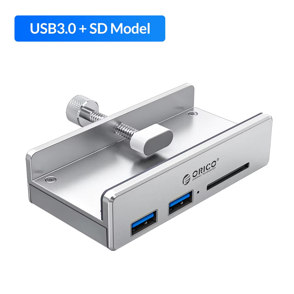Aluminum Alloy USB 3.0 Hub with Clip Design, 4 Ports Travel Charger and Charging Station, 5Gbps Data Transmission