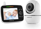 Advanced Baby Monitor with Remote Pan-Tilt-Zoom Camera - 3.5" LCD Display, Infrared Night Vision, Two-Way Talk, Room Temperature Alerts, Lullabies & 960FT Range - Perfect for Modern Parents (Black)