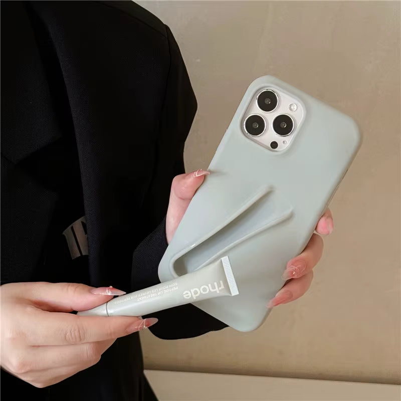 Silicone Soft Cover Case with Lip Gloss Holder for iPhone 11 to 16 Pro, Plus, Mini, Max, XS, XR, 6, 7, 8, and SE