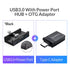 Aluminum Alloy USB 3.0 Hub with Clip Design, 4 Ports Travel Charger and Charging Station, 5Gbps Data Transmission