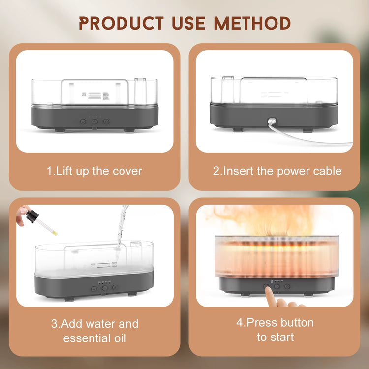 Air Humidifier Essential Oils Humidifiers Home Aroma Humidifier Flame Automatic Fragrance Diffuser with LED Light
