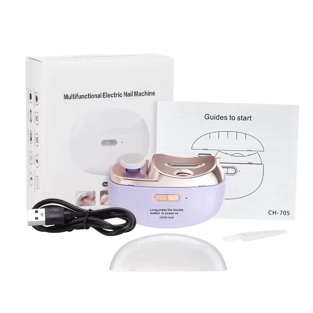 2 in 1 Electric Nail Clipper Cutter with LED Light Automatic Nail Grinder Trimmer for Baby Adult Mini Manicure Tools Nail Care