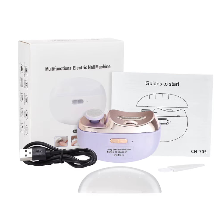 2 in 1 Electric Nail Clipper Cutter with LED Light Automatic Nail Grinder Trimmer for Baby Adult Mini Manicure Tools Nail Care