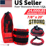 KEEGAN TOOLS 1.25"X30' Kinetic Energy Recovery Rope 46000 Lbs Tow Rope Carry Bag
